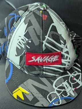 Savage Prime Threads Graffiti Snapback Hat Black Red Gray Streetwear Baseball
